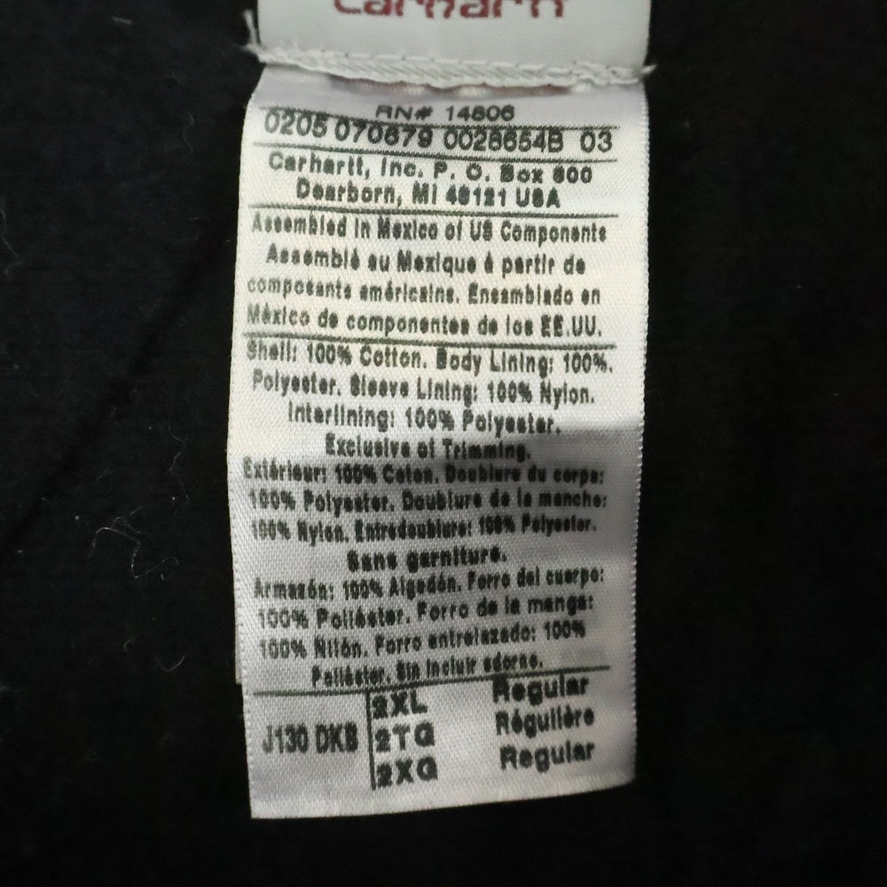 CARHARTT(カーハート) 00S ACTIVE JACKET ZIP UP PARKA 05年 メキシコ製 アクティブジャケット ジップアップ パーカー ブラウン J130 DKB