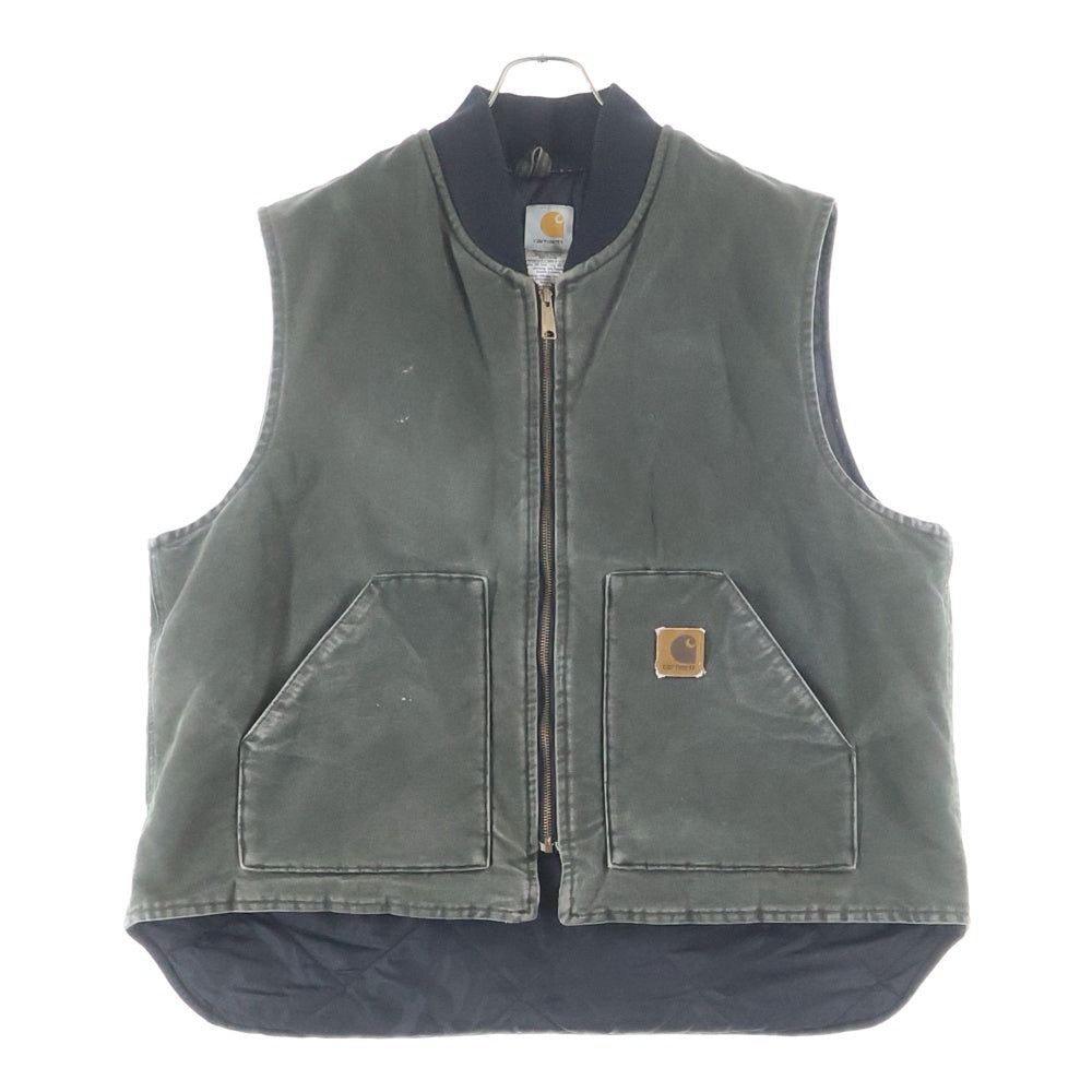 CARHARTT(カーハート) 00S DUCK VEST 03年 USA製 裏地キルティング 中綿 アクティブ ダック ベスト モスグリーン カーキ VO2 MOS