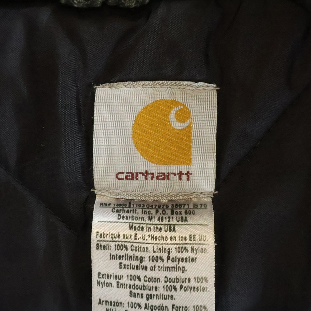 CARHARTT(カーハート) 00S DUCK VEST 03年 USA製 裏地キルティング 中綿 アクティブ ダック ベスト モスグリーン カーキ VO2 MOS