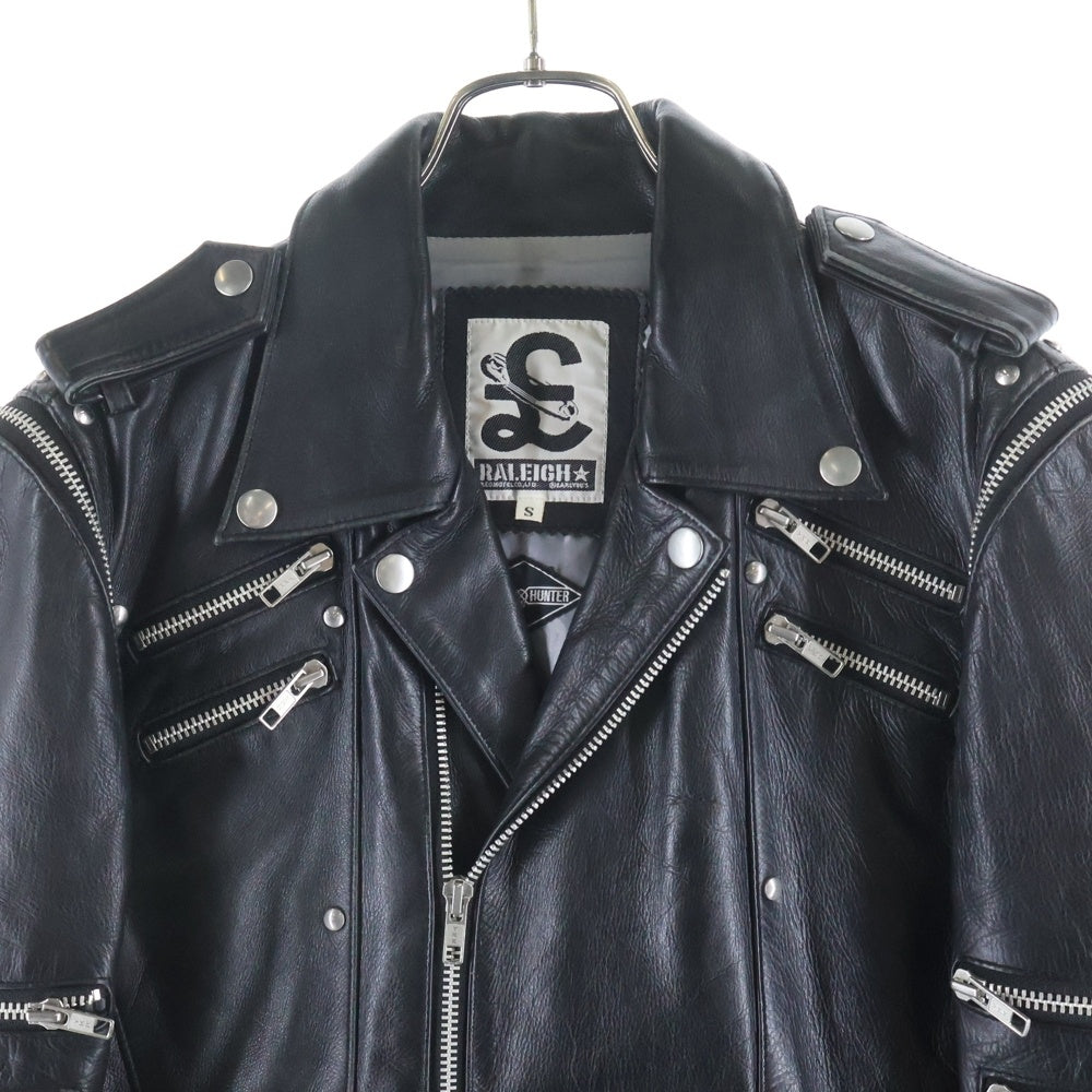 BOUNTY HUNTER(バウンティーハンター) × RALEIGH ラレー MULTI ZIP LEATHER RIDERS JACKET マルチ ジップ レザー ライダース ジャケット ブラック レディース