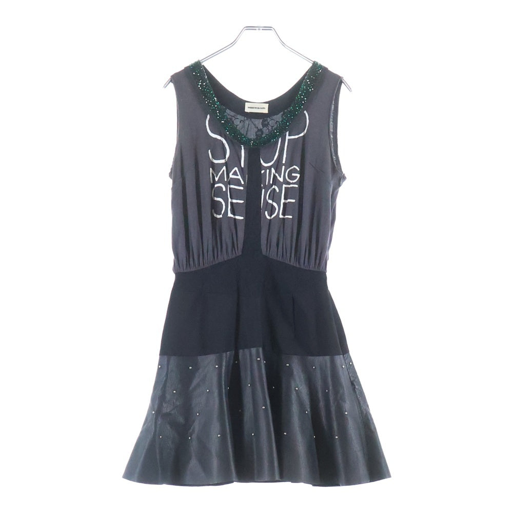 UNDERCOVER(アンダーカバー) 13SS TALKING HEADS STOP MAKING SENSE MINI DRESS レース ノースリーブ スパンコール 異素材 切替 ワンピース グレー/ブラック K1704 レディース