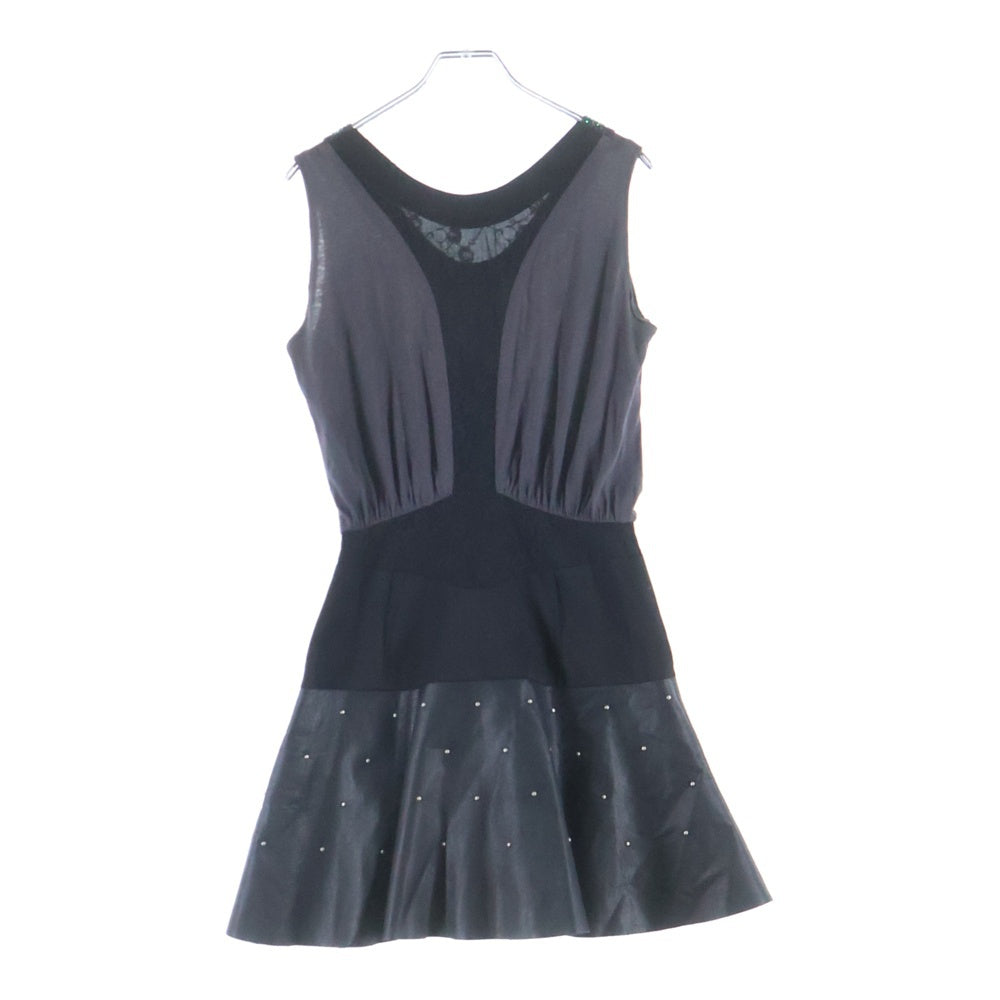 UNDERCOVER(アンダーカバー) 13SS TALKING HEADS STOP MAKING SENSE MINI DRESS レース ノースリーブ スパンコール 異素材 切替 ワンピース グレー/ブラック K1704 レディース