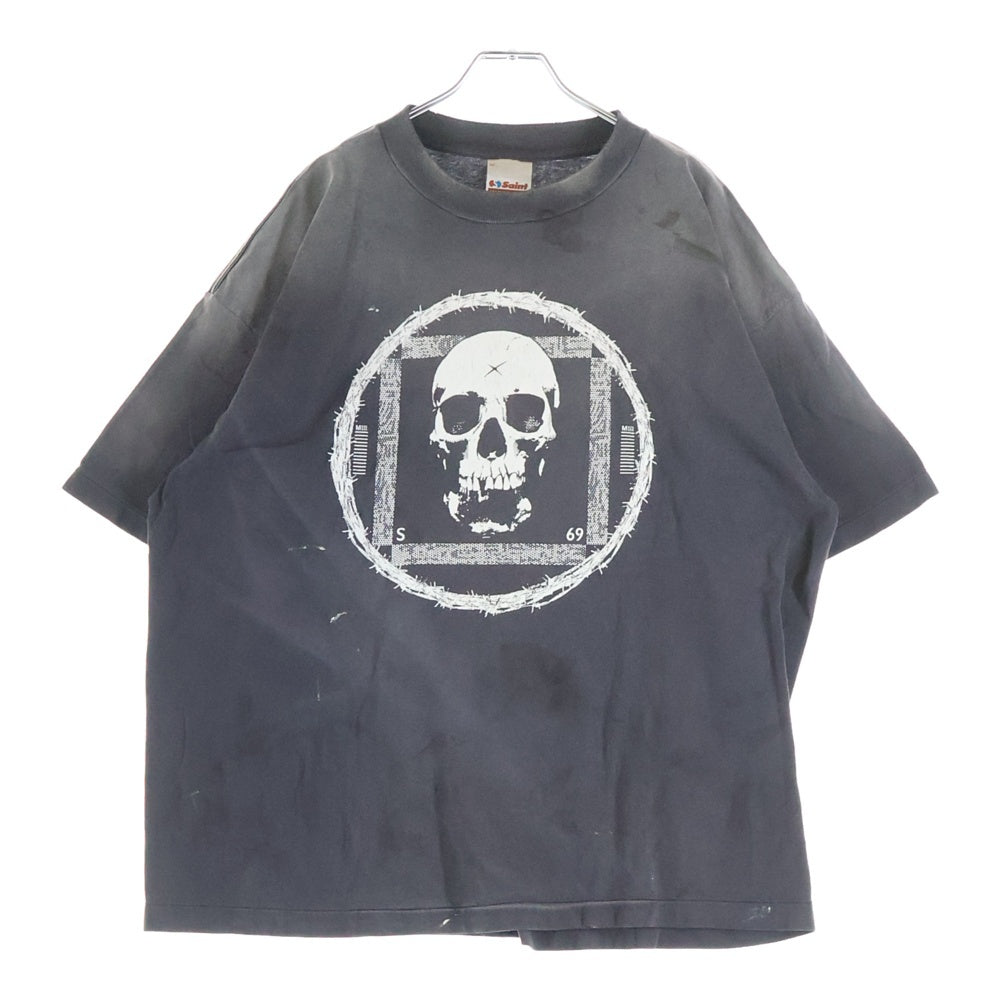 SAINT MICHAEL(セントマイケル) 25AW × Kosuke Kawamura S/S T-SHIRT PERVERSION 両面プリント 半袖Tシャツ カットソー ブラック SM-HR1-0000-C16