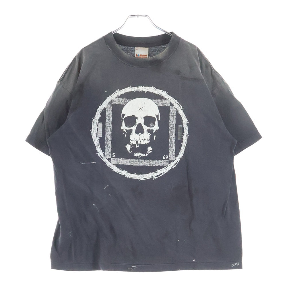 SAINT MICHAEL(セントマイケル) 25AW × Kosuke Kawamura S/S T-SHIRT PERVERSION 両面プリント 半袖Tシャツ カットソー ブラック SM-HR1-0000-C16