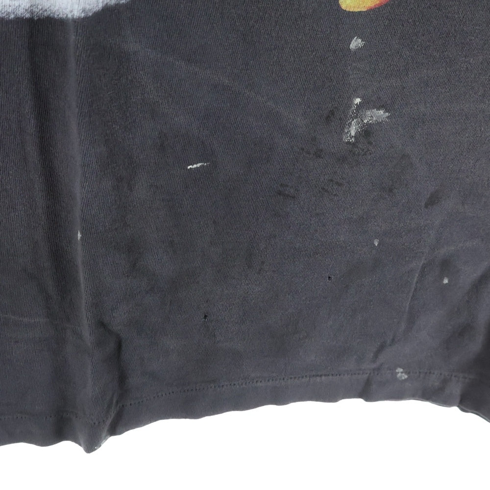 SAINT MICHAEL(セントマイケル) 25SS S/S T-SHIRT DAMAGED 両面プリント 半袖Tシャツ カットソー ブラック SM-HR8-0000-017