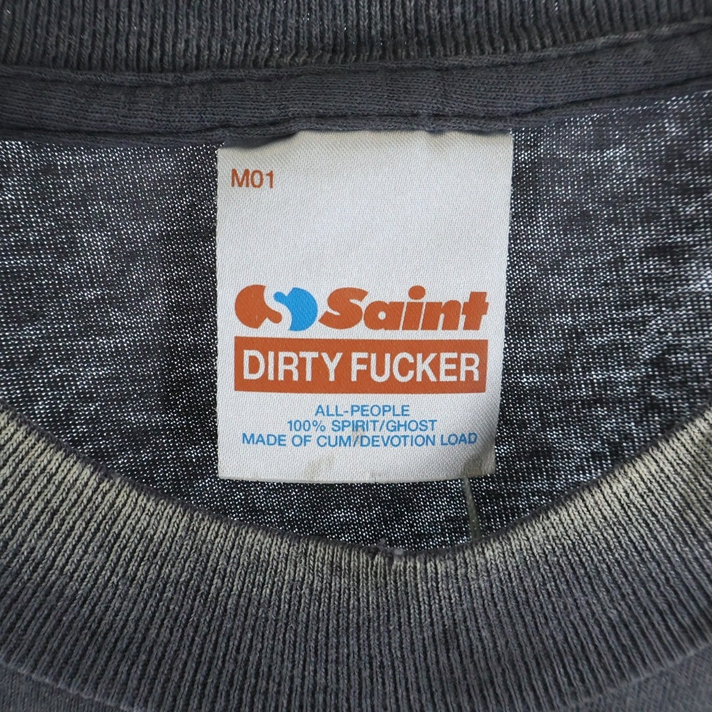 SAINT MICHAEL(セントマイケル) 25AW S/S T-SHIRT SAINT MASK 両面プリント 半袖Tシャツ カットソー ブラック SM-HR1-0000-010