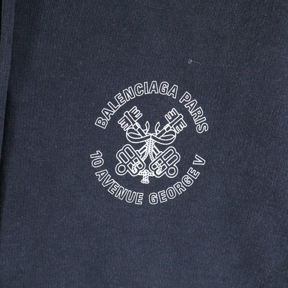 BALENCIAGA(バレンシアガ) 24AW ロゴプリント ダメージ加工 ジップアップ スウェットパーカー フーディー グレー 803264 TRVU4