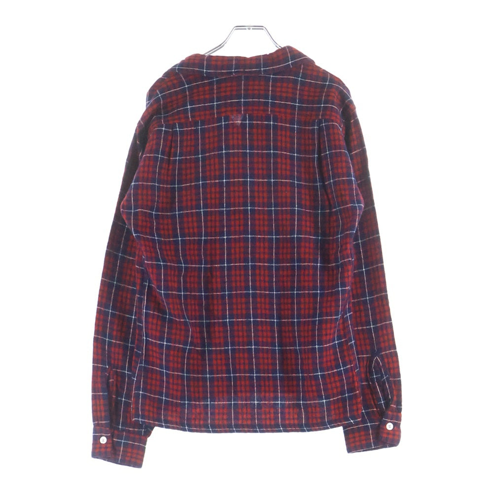 VINTAGE(ヴィンテージ) 60S VAN HEUSEN ヴァンヒューセン OPEN COLLAR CHECK L/S SHIRT チェック 長袖 シャツ レッド/ブルー