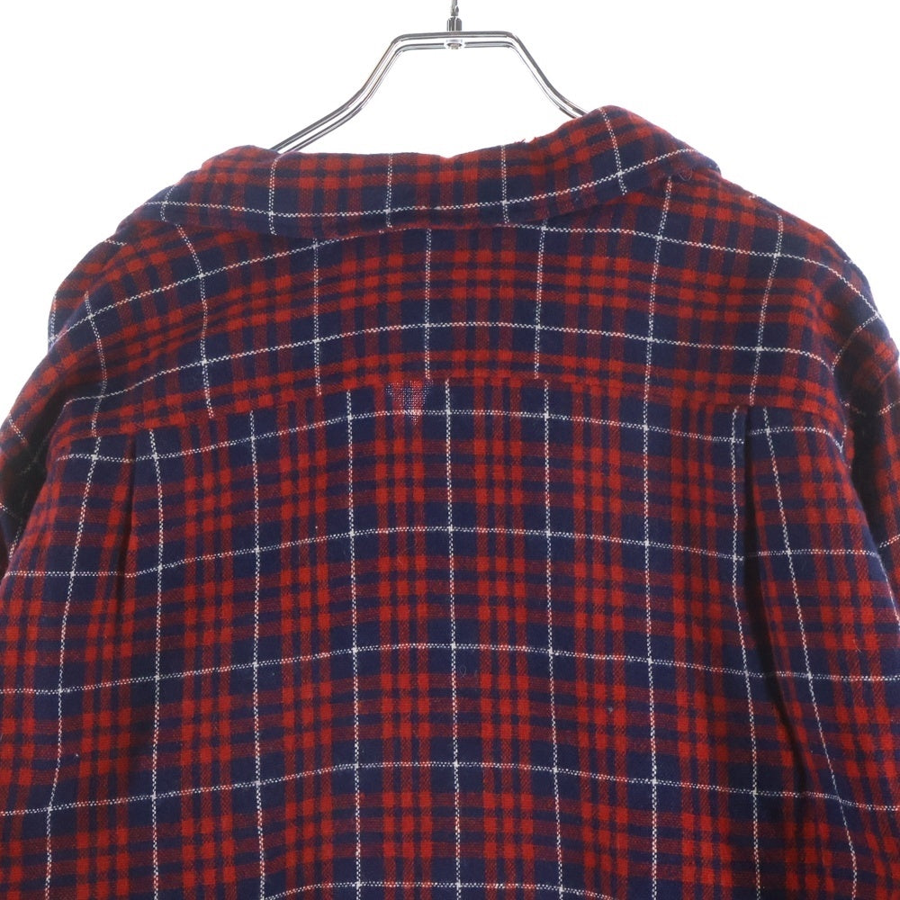 VINTAGE(ヴィンテージ) 60S VAN HEUSEN ヴァンヒューセン OPEN COLLAR CHECK L/S SHIRT チェック 長袖 シャツ レッド/ブルー