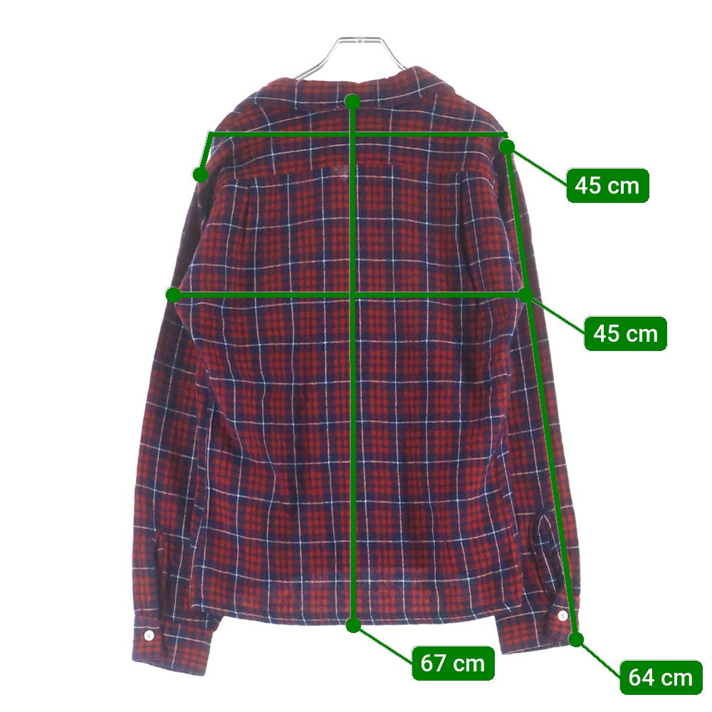 VINTAGE(ヴィンテージ) 60S VAN HEUSEN ヴァンヒューセン OPEN COLLAR CHECK L/S SHIRT チェック 長袖 シャツ レッド/ブルー
