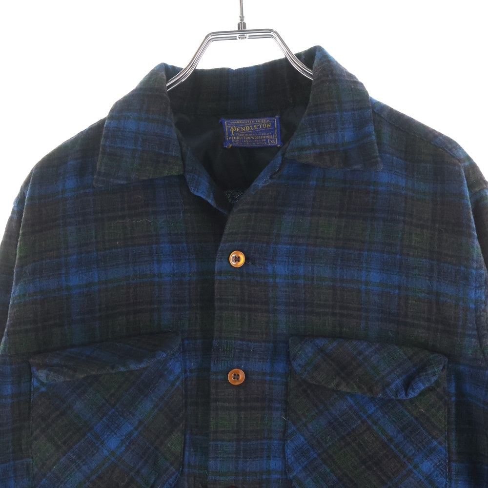 PENDLETON(ペンドルトン) 50-60S VINTAGE WOOL CHECK L/S SHIRT ウール チェック 長袖 シャツ ブルー/ブラウン/グリーン
