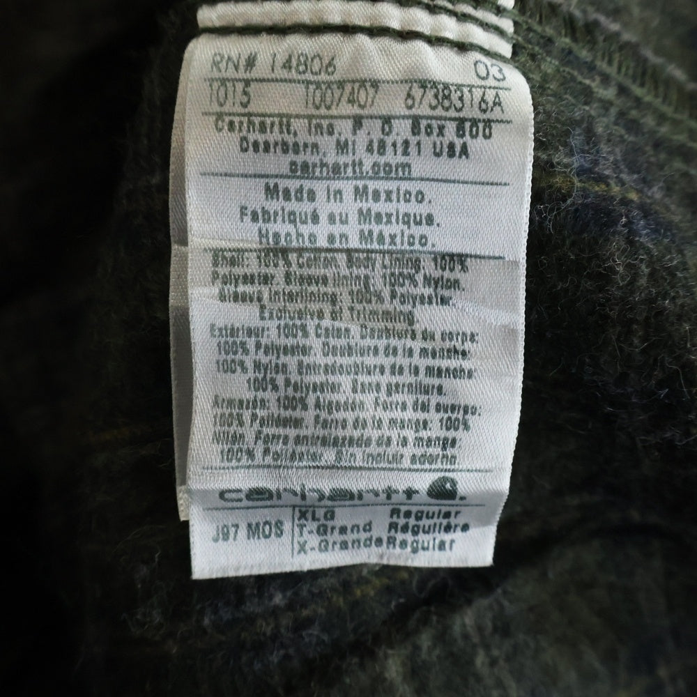 CARHARTT(カーハート) 10S DETROIT JACKET 15年 メキシコ製 企業刺しゅう デトロイト ダック ジャケット モス カーキ