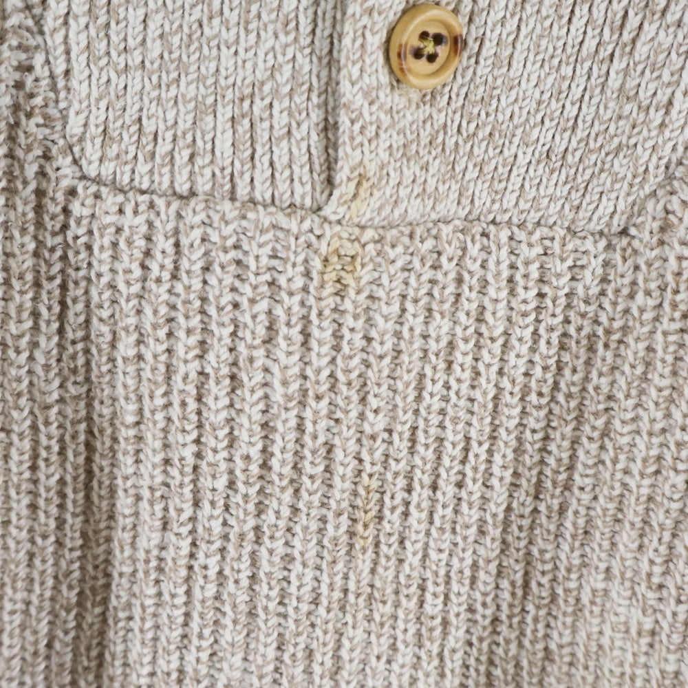 Eddie Bauer(エディバウワー) 80-90s ヘンリーネック ハーフボタン 長袖ニットセーター アイボリー
