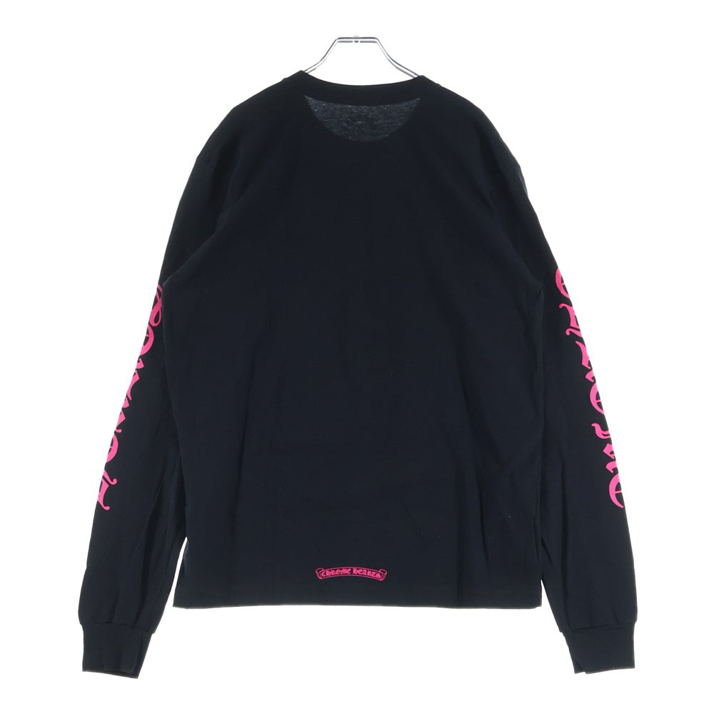 CHROME HEARTS(クロムハーツ) CH L S 1 ネックロゴプリント長袖カットソー 長袖Tシャツ ブラック/ピンク