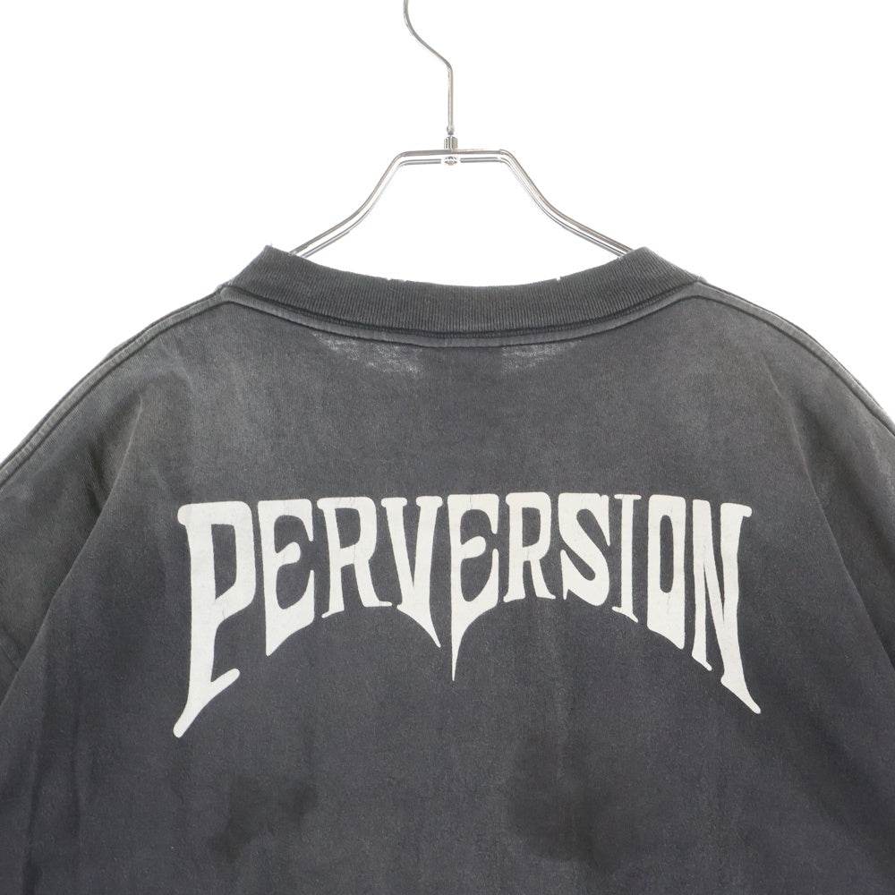 SAINT MICHAEL(セントマイケル) 25AW × Kosuke Kawamura S/S T-SHIRT PERVERSION 両面プリント 半袖Tシャツ カットソー ブラック SM-HR1-0000-C16