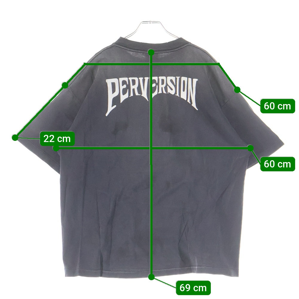 SAINT MICHAEL(セントマイケル) 25AW × Kosuke Kawamura S/S T-SHIRT PERVERSION 両面プリント 半袖Tシャツ カットソー ブラック SM-HR1-0000-C16