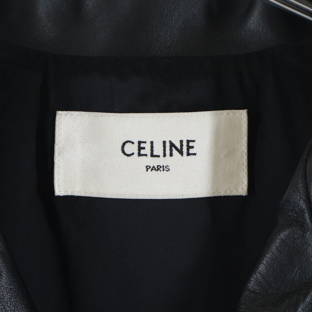 CELINE(セリーヌ) CELINE by Hedi Slimane クラシックバイカー カーフスキン ダブル レザーライダースジャケット 2E158599E ブラック