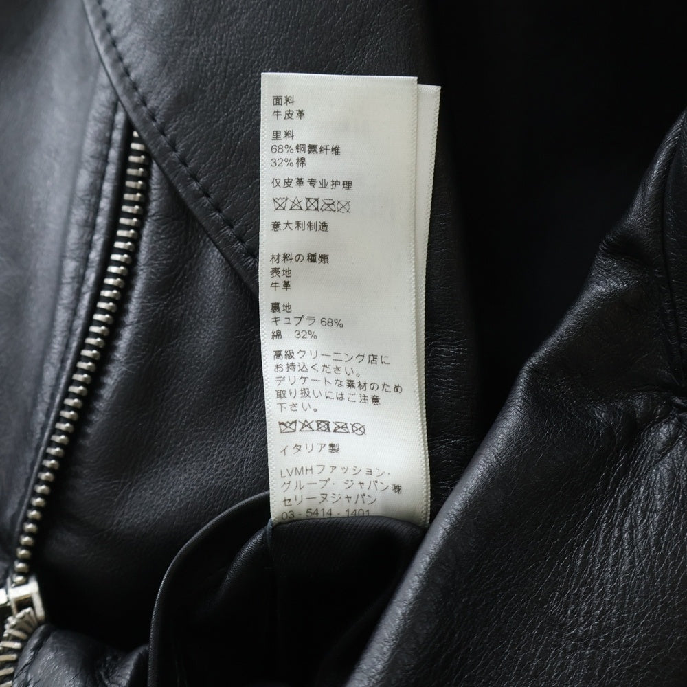 CELINE(セリーヌ) CELINE by Hedi Slimane クラシックバイカー カーフスキン ダブル レザーライダースジャケット 2E158599E ブラック