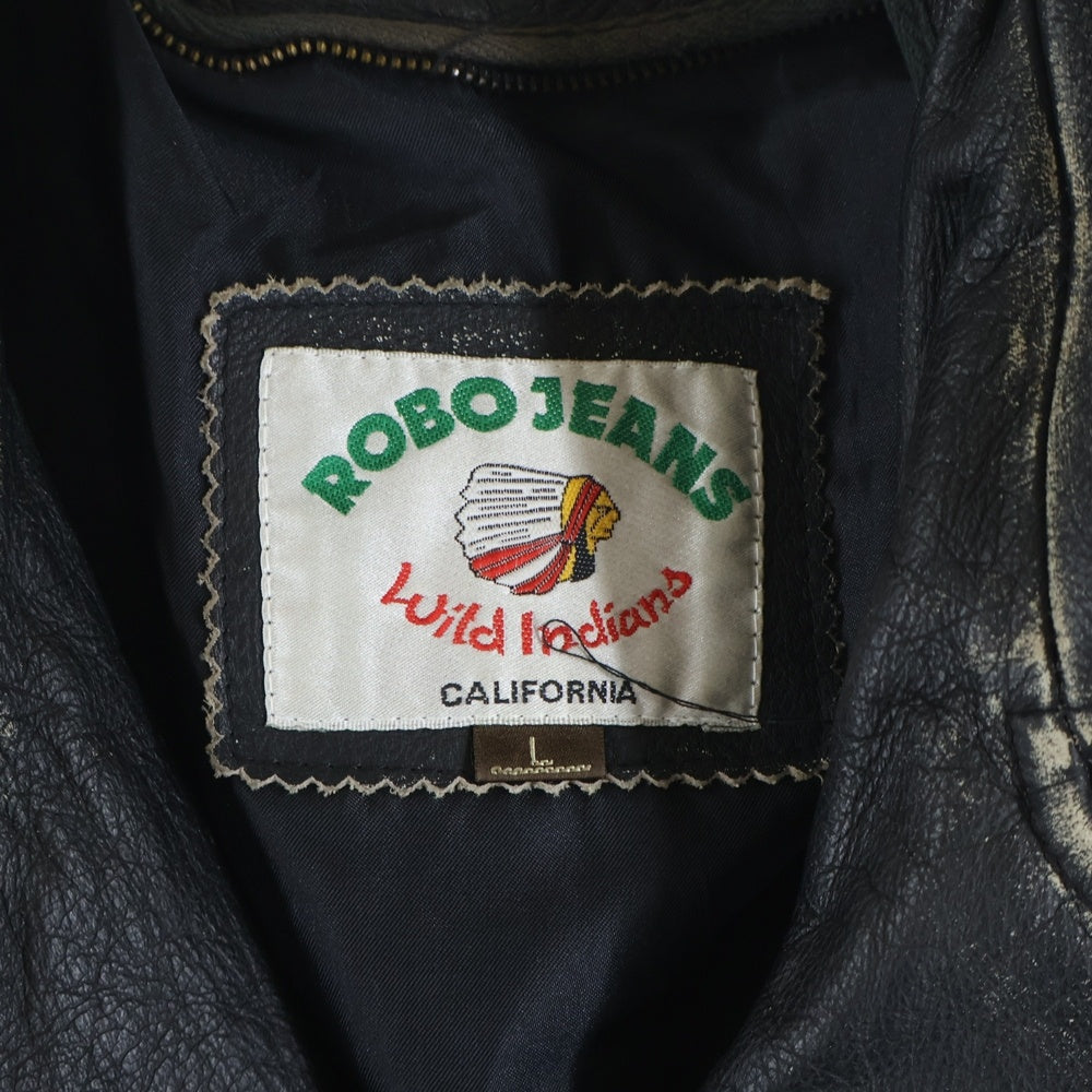 VINTAGE(ヴィンテージ) 80-90S ROBO JEANS ロボジーンズ COW LEATHER DOUBLE RAIDERS JACKET 牛革 レザー ダブル ライダース ジャケット ブラック 71103