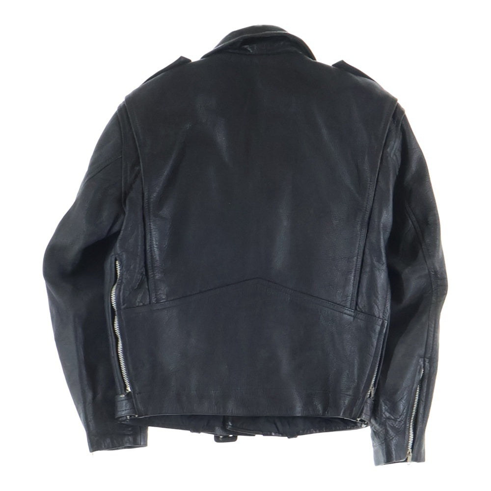 VINTAGE(ヴィンテージ) 80-90S DOUBLE LETHER JACKET 斜めジップ 変形 ダブル ライダース レザー ジャケット ブラック