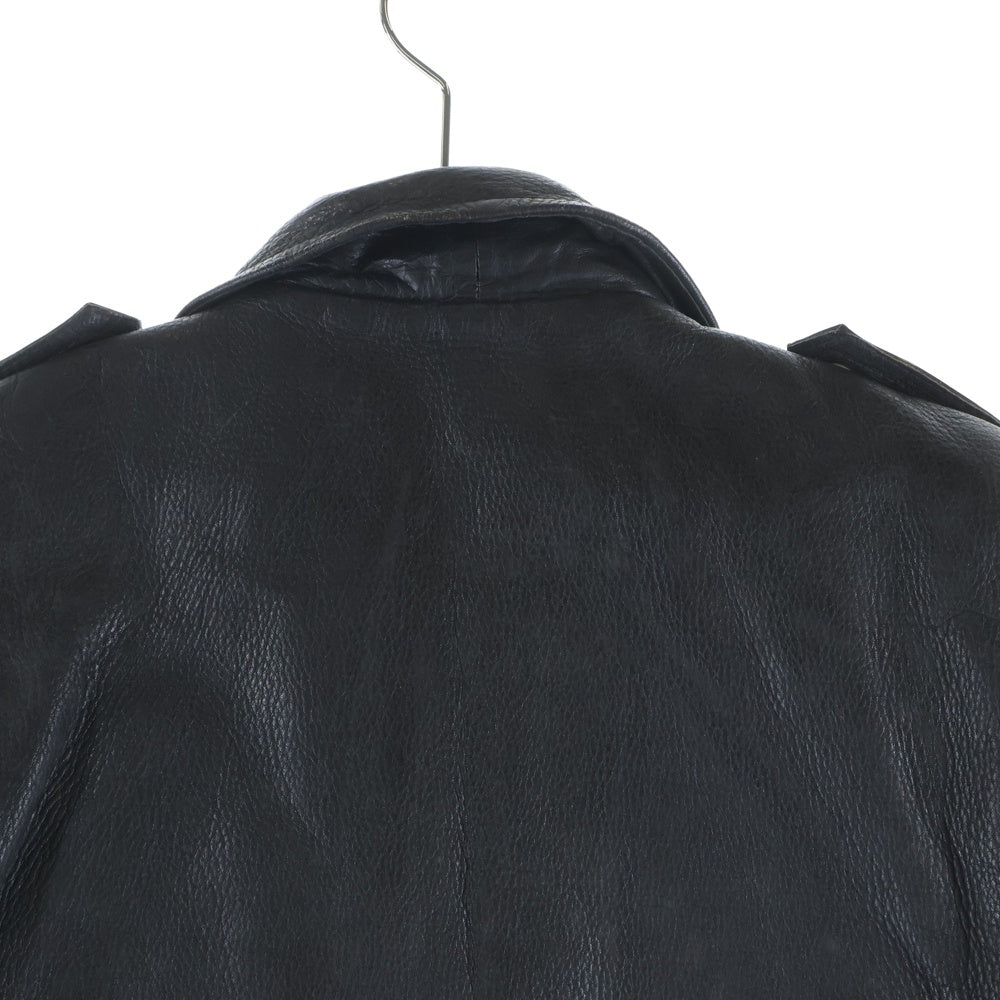 VINTAGE(ヴィンテージ) 80-90S DOUBLE LETHER JACKET 斜めジップ 変形 ダブル ライダース レザー ジャケット ブラック