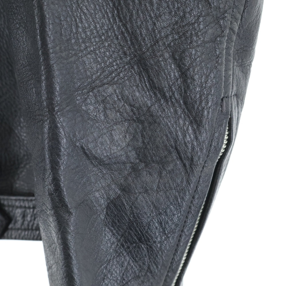 VINTAGE(ヴィンテージ) 80-90S DOUBLE LETHER JACKET 斜めジップ 変形 ダブル ライダース レザー ジャケット ブラック