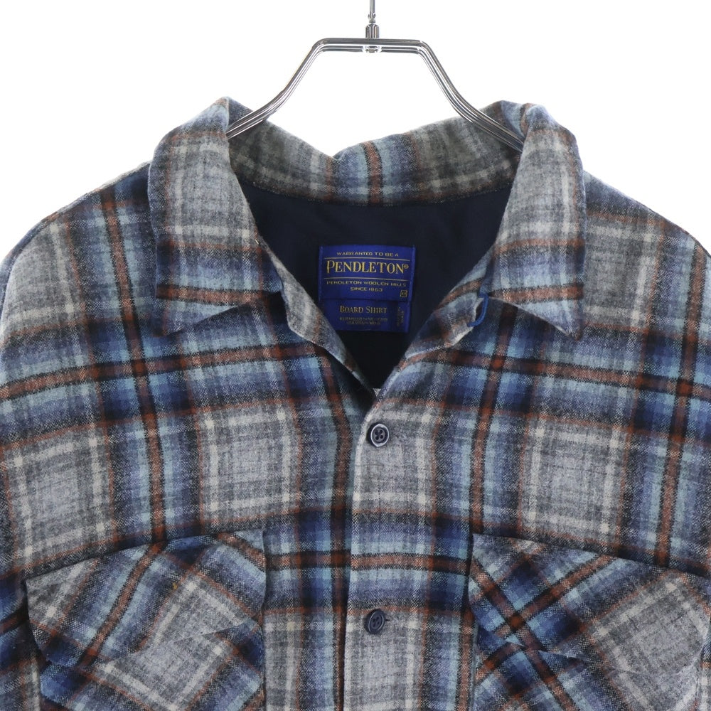 PENDLETON(ペンドルトン) 90-00S WOOL CHECK L/S BOARD SHIRT ウール チェック 長袖 ボードシャツ ブルー/グレー/ブラウン 70Z718 111