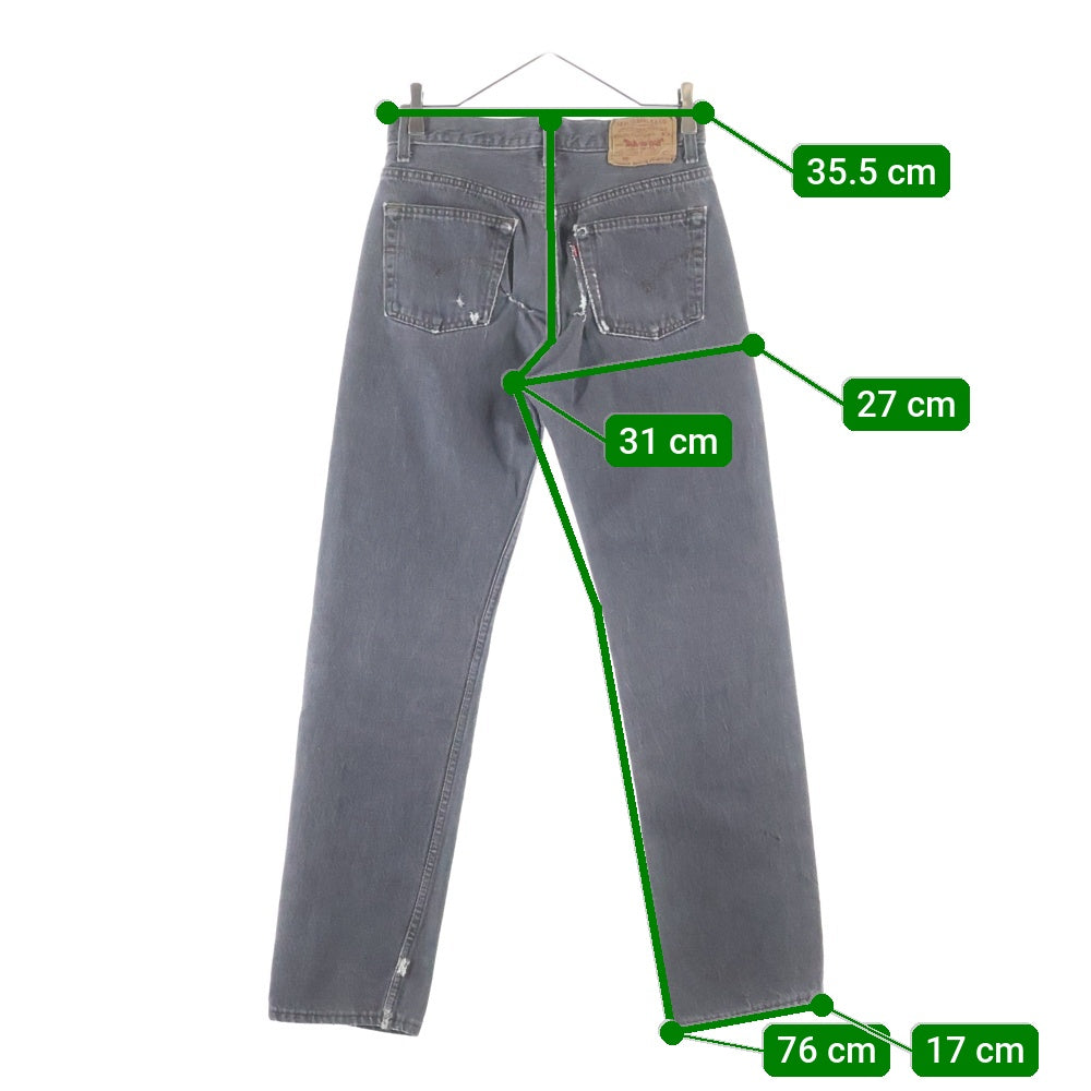 Levi's(リーバイス) 80s 501 先染め ボタン裏653 USA製 スモールe ストレートデニムパンツ ブラック 501-0658