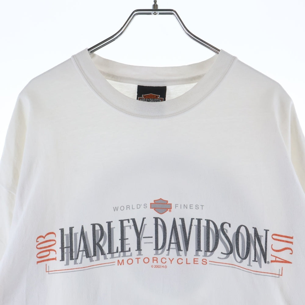 HARLEY DAVIDSON(ハーレーダビッドソン) 00s FLORIDA L/S 袖プリント クルーネック長袖カットソー Tシャツ ホワイト