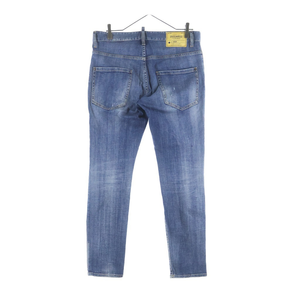 DSQUARED2(ディースクエアード) 20AW DAMAGED SKINNY DENIM PANTS ダメージ加工 スキニー デニムパンツ インディゴ 02PR/2020/1492/1