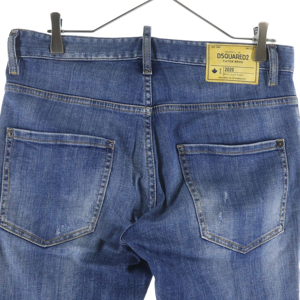 DSQUARED2(ディースクエアード) 20AW DAMAGED SKINNY DENIM PANTS ダメージ加工 スキニー デニムパンツ インディゴ 02PR/2020/1492/1