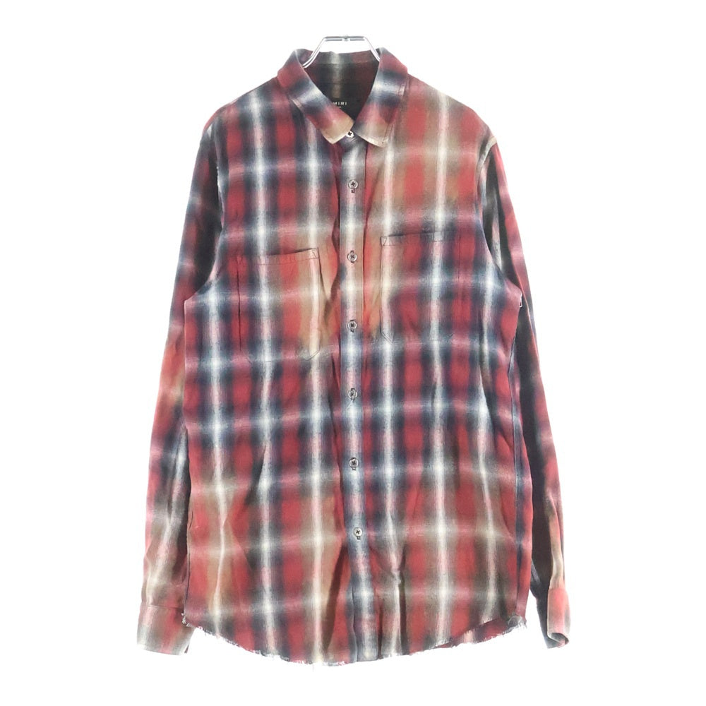 AMIRI(アミリ) RAYON COTTON OMBRE L/S CHECK SHIRT USA製 レーヨン コットン オンブレ 長袖 チェックシャツ レッド/ブラック/ホワイト