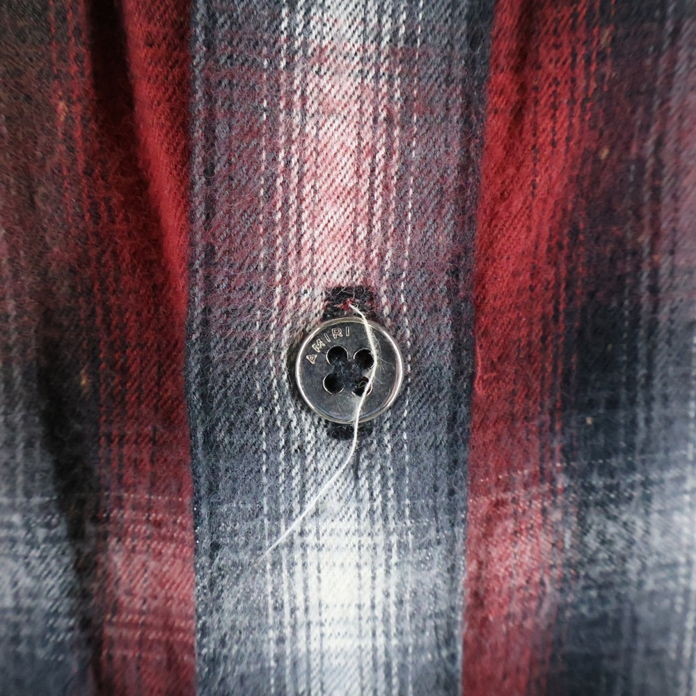 AMIRI(アミリ) RAYON COTTON OMBRE L/S CHECK SHIRT USA製 レーヨン コットン オンブレ 長袖 チェックシャツ レッド/ブラック/ホワイト