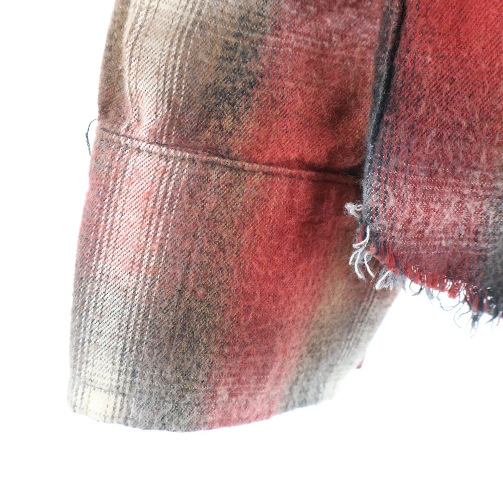 AMIRI(アミリ) RAYON COTTON OMBRE L/S CHECK SHIRT USA製 レーヨン コットン オンブレ 長袖 チェックシャツ レッド/ブラック/ホワイト
