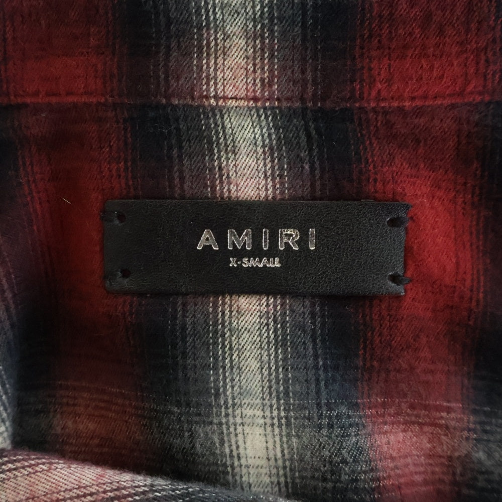 AMIRI(アミリ) RAYON COTTON OMBRE L/S CHECK SHIRT USA製 レーヨン コットン オンブレ 長袖 チェックシャツ レッド/ブラック/ホワイト