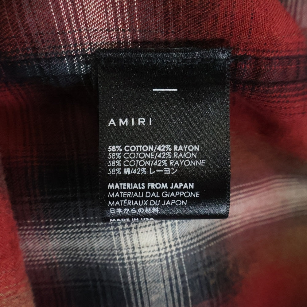AMIRI(アミリ) RAYON COTTON OMBRE L/S CHECK SHIRT USA製 レーヨン コットン オンブレ 長袖 チェックシャツ レッド/ブラック/ホワイト