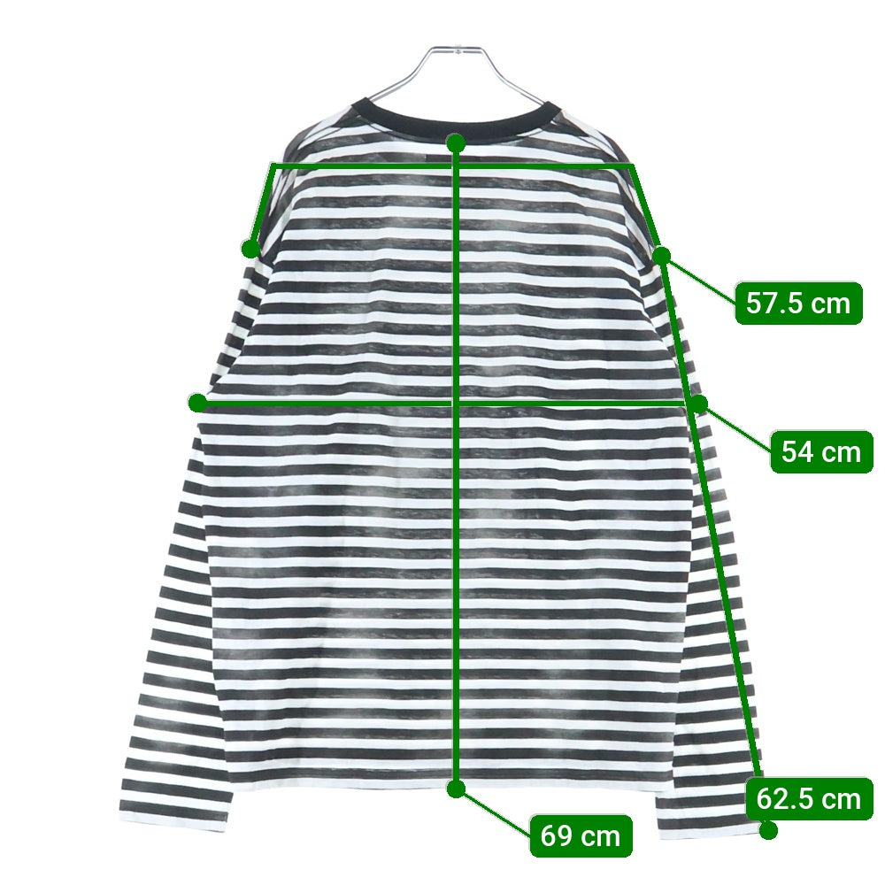 MINEDENIM(マインデニム) BORDER L/S T-SHIRTS ボーダー 長袖Tシャツ カットソー 2309-6002-07-L2 ブラック/ホワイト
