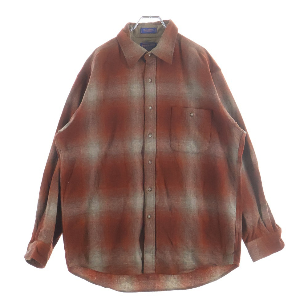 PENDLETON(ペンドルトン) 90S OMBRE CHECK L/S WOOL BOARD TRAIL SHIRT オンブレチェック エルボーパッチ 長袖 ウール ボード シャツ オレンジ/ベージュ