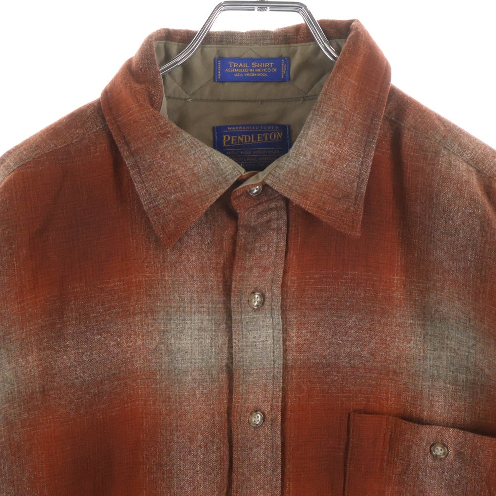 PENDLETON(ペンドルトン) 90S OMBRE CHECK L/S WOOL BOARD TRAIL SHIRT オンブレチェック エルボーパッチ 長袖 ウール ボード シャツ オレンジ/ベージュ