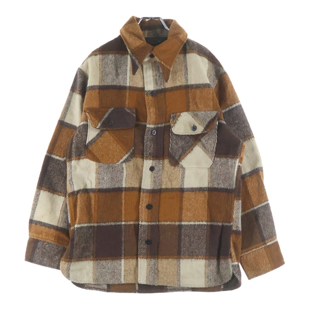VINTAGE(ヴィンテージ) 70S JC PENNY WOOL CHECK L/S SHIRT ウール チェック 長袖 シャツ ブラウン/ベージュ