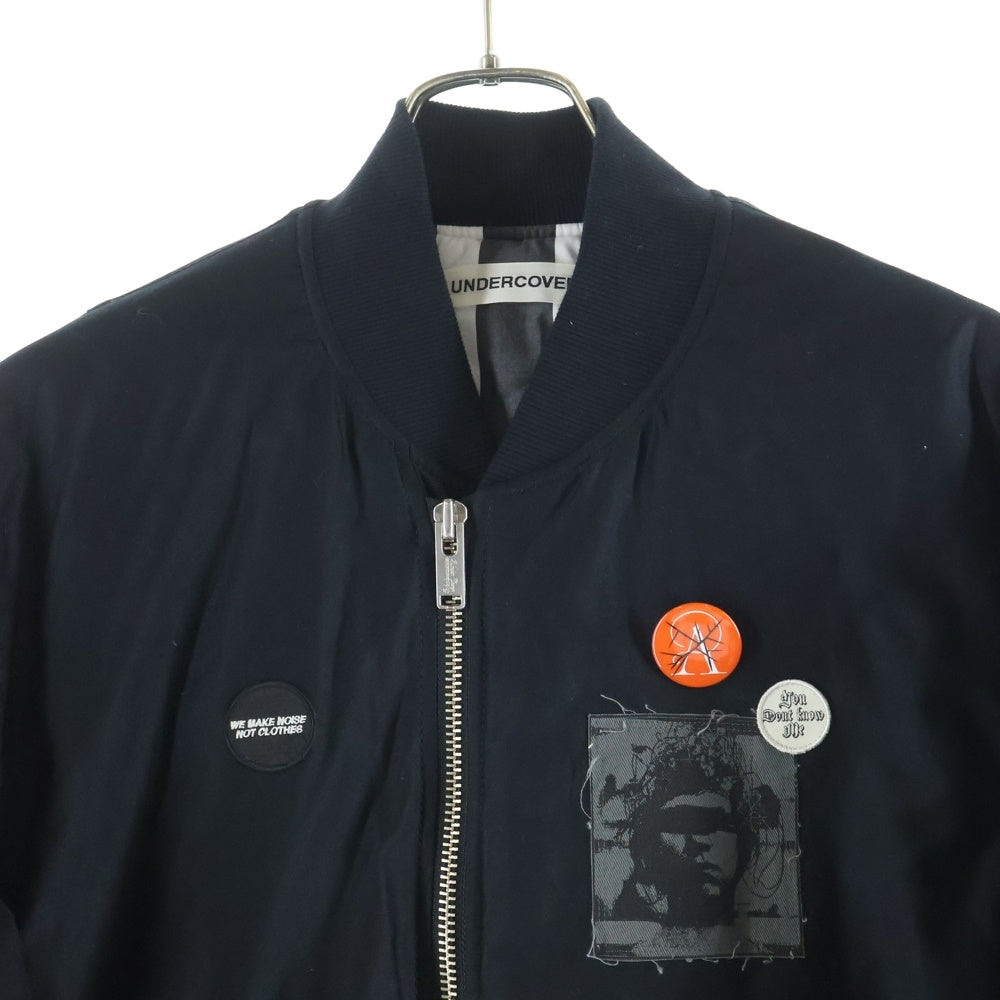 UNDERCOVER(アンダーカバー) 25AW DESCRIPTION MA-1 UP2E4203 パッチワーク 缶バッジ付ボンバージャケット ブラック