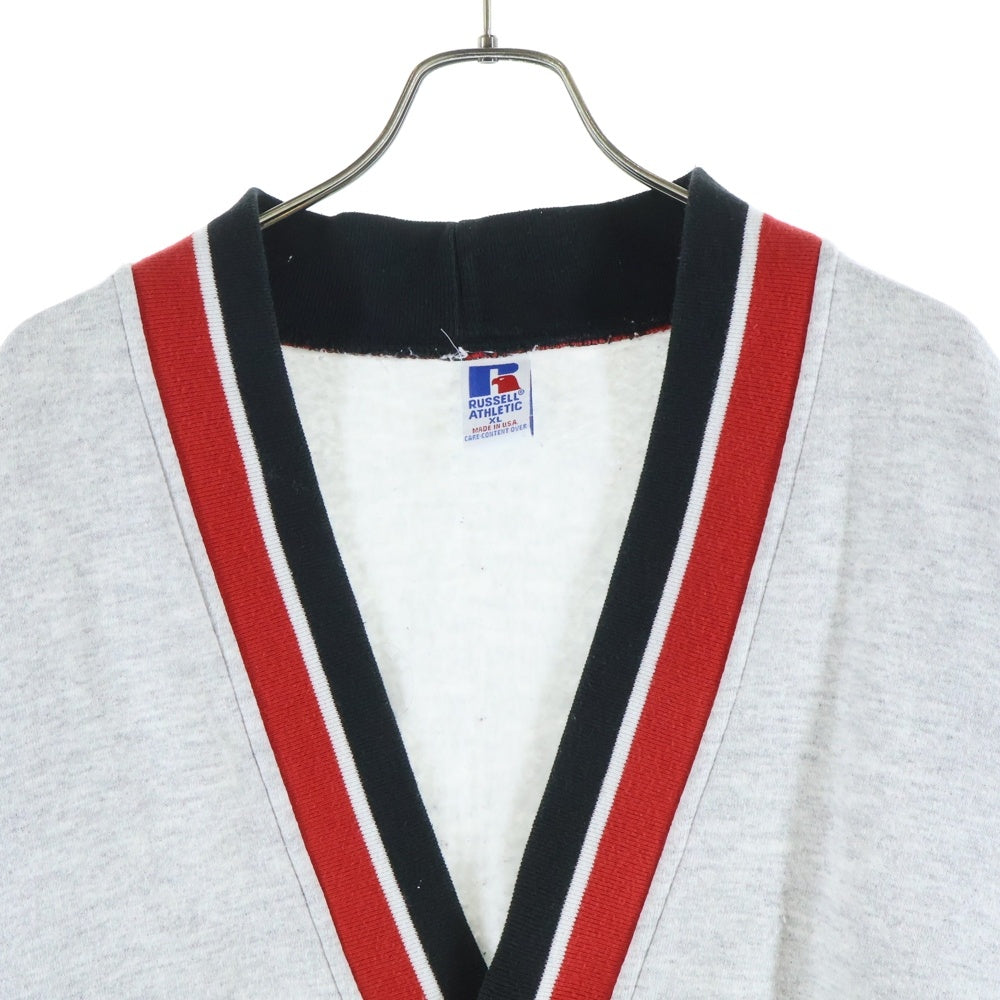 RUSSELL ATHLETIC(ラッセルアスレチック) 90s VINTAGE USA製 トリコロール スウェットカーディガン グレー/レッド/ブラック
