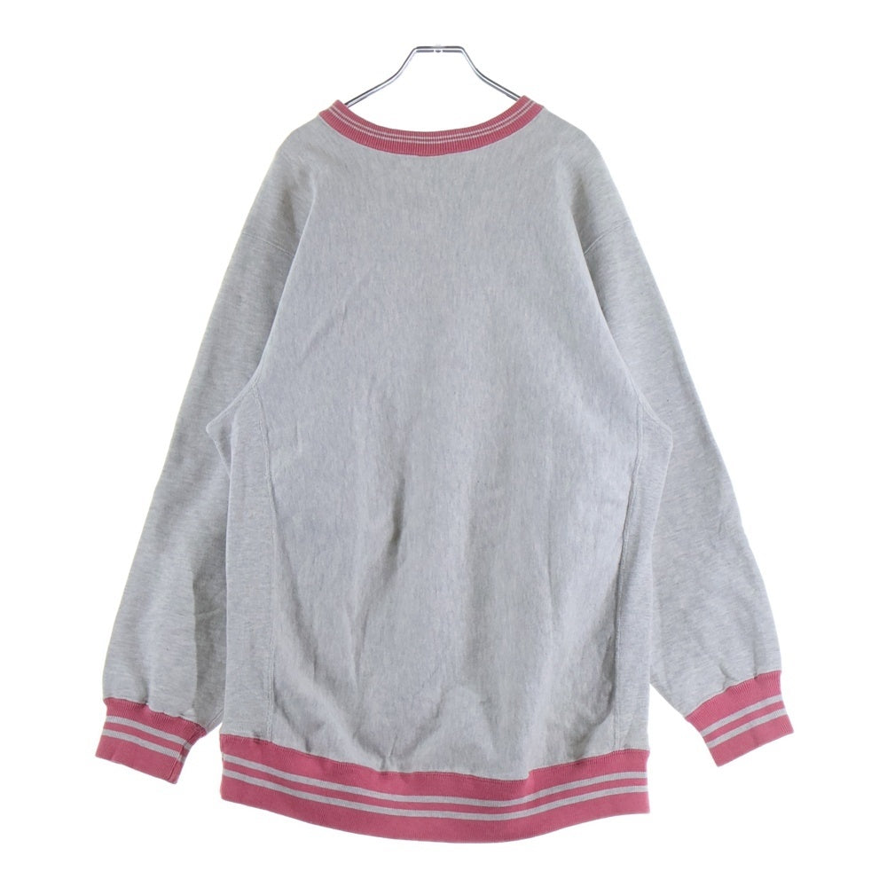 CHAMPION(チャンピオン) 90s REVERSE WEAVE RIB LINE リバースウィーブ リブライン クルーネック長袖スウェットトレーナー グレー/ピンク