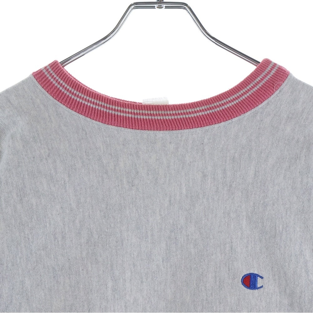 CHAMPION(チャンピオン) 90s REVERSE WEAVE RIB LINE リバースウィーブ リブライン クルーネック長袖スウェットトレーナー グレー/ピンク