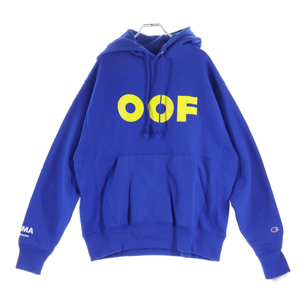 CHAMPION(チャンピオン) ×MOMA Ed Ruscha OOF ×モマ プリントプルオーバーフーディー パーカー ブルー CS30511818