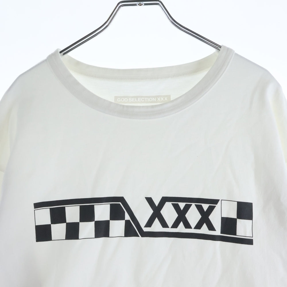 GOD SELECTION XXX(ゴッドセレクショントリプルエックス) CECKER LOGO L/S TEE チェッカーロゴ 袖プリント 長袖Tシャツ ホワイト