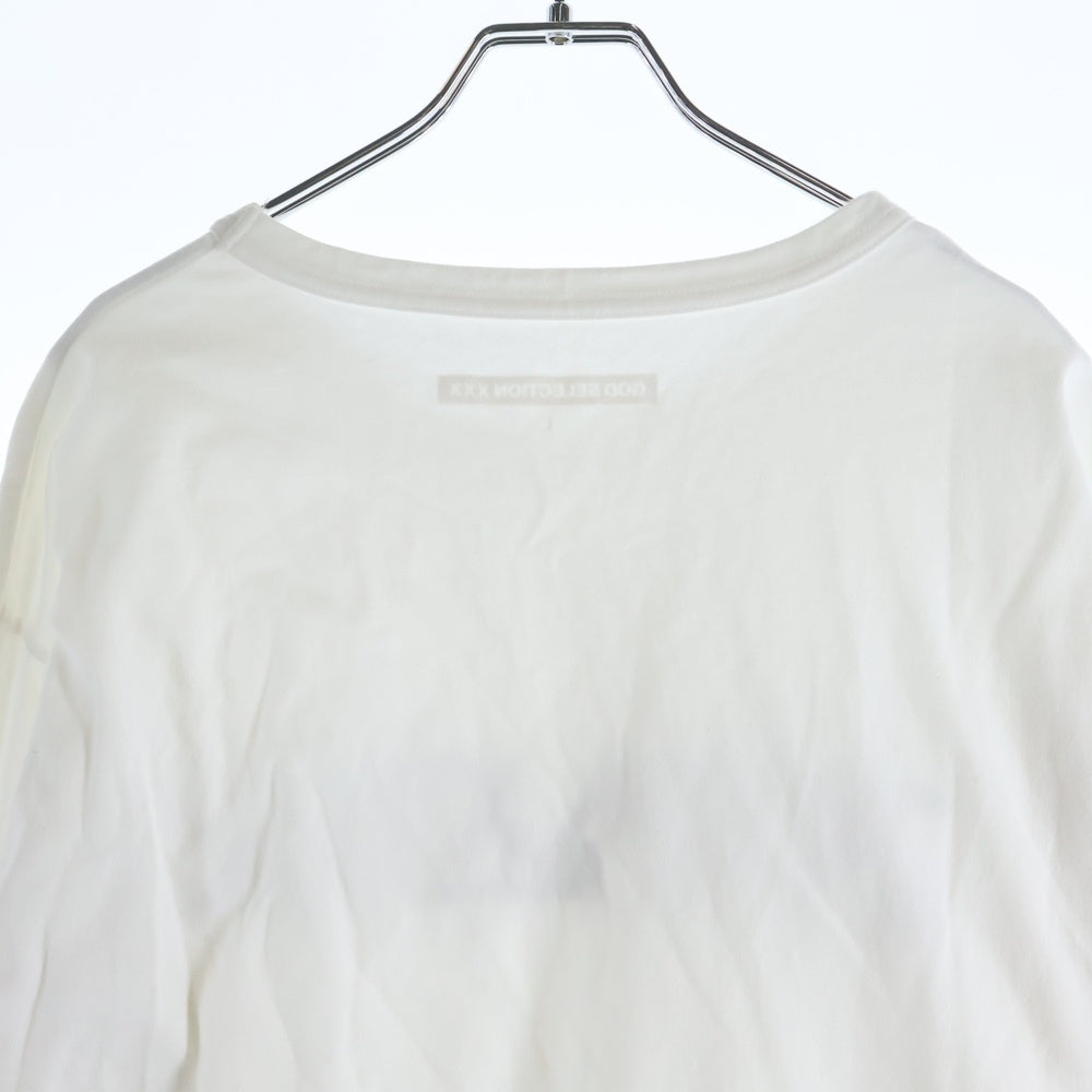 GOD SELECTION XXX(ゴッドセレクショントリプルエックス) CECKER LOGO L/S TEE チェッカーロゴ 袖プリント 長袖Tシャツ ホワイト