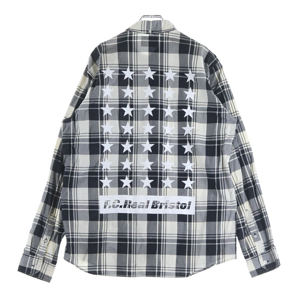 F.C.R.B./F.C.Real Bristol/FCRB(エフシーアールビー/エフシーレアルブリストル) STAR CHECK SHIRT FCRB-160029 バックスタープリント 長袖チェックシャツ ブラック/ホワイト