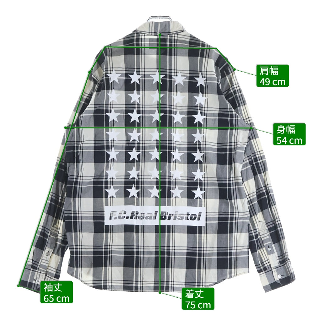 F.C.R.B./F.C.Real Bristol/FCRB(エフシーアールビー/エフシーレアルブリストル) STAR CHECK SHIRT FCRB-160029 バックスタープリント 長袖チェックシャツ ブラック/ホワイト