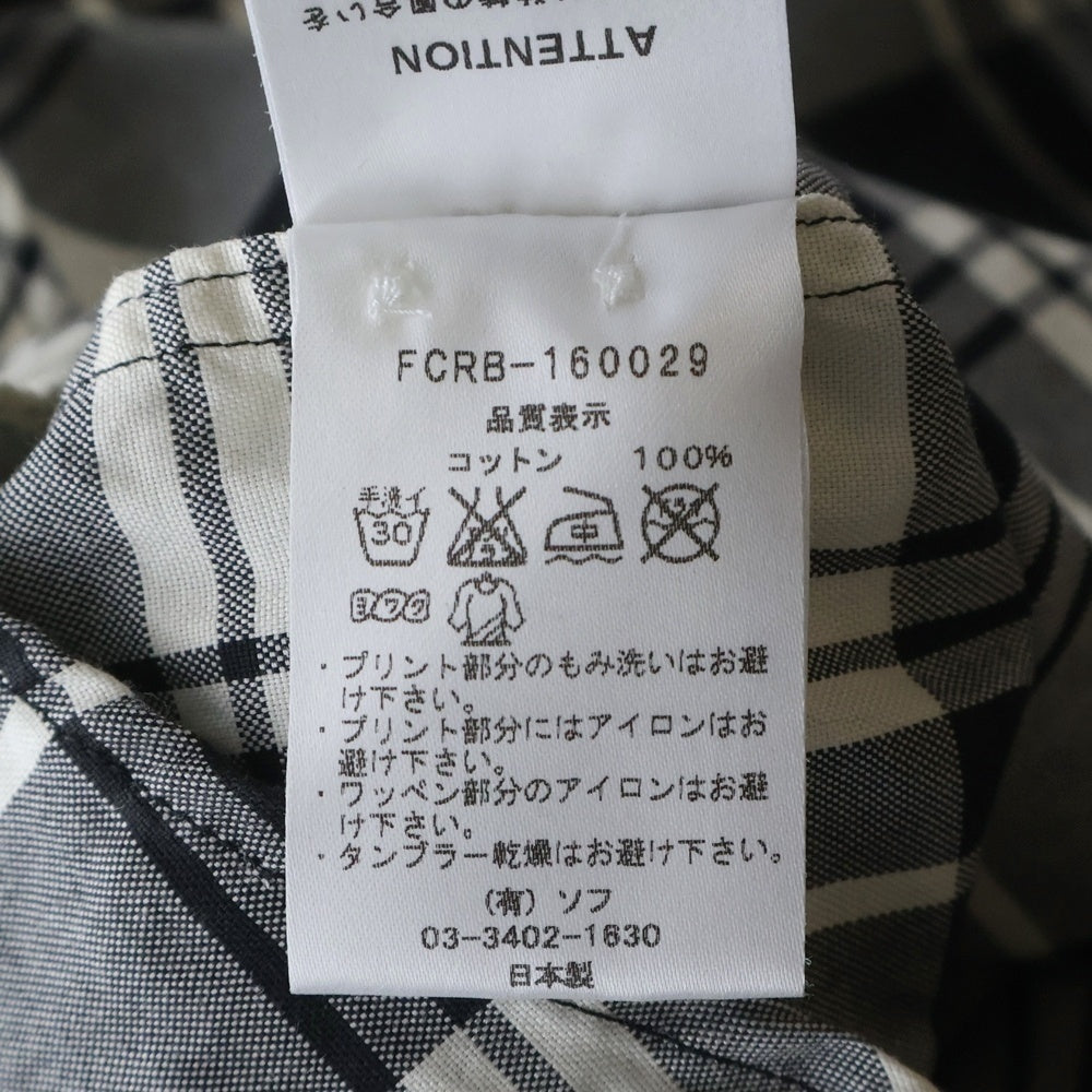F.C.R.B./F.C.Real Bristol/FCRB(エフシーアールビー/エフシーレアルブリストル) STAR CHECK SHIRT FCRB-160029 バックスタープリント 長袖チェックシャツ ブラック/ホワイト